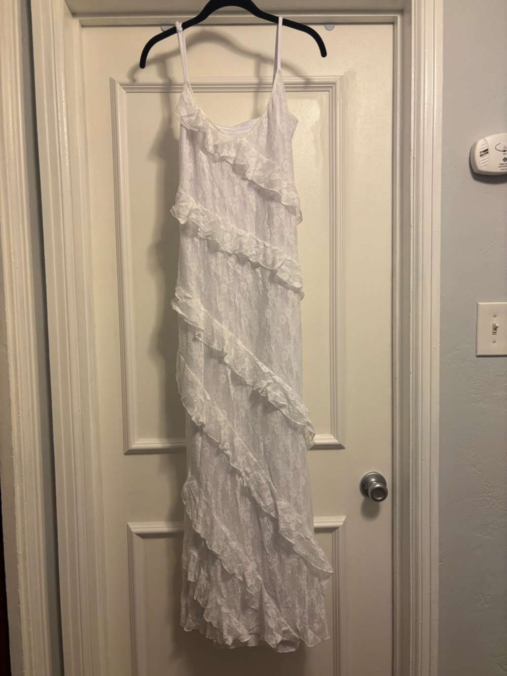 White Lace Ruffled Maxi Dress